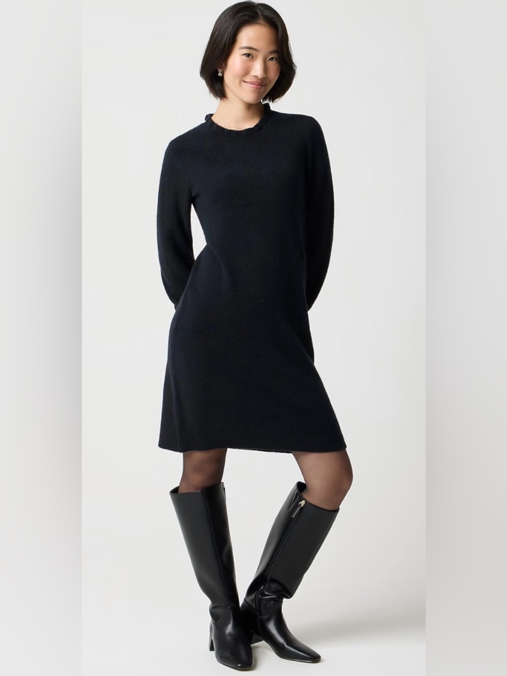 J.Crew Ruffleneck sweater-dress in extra-soft yarn